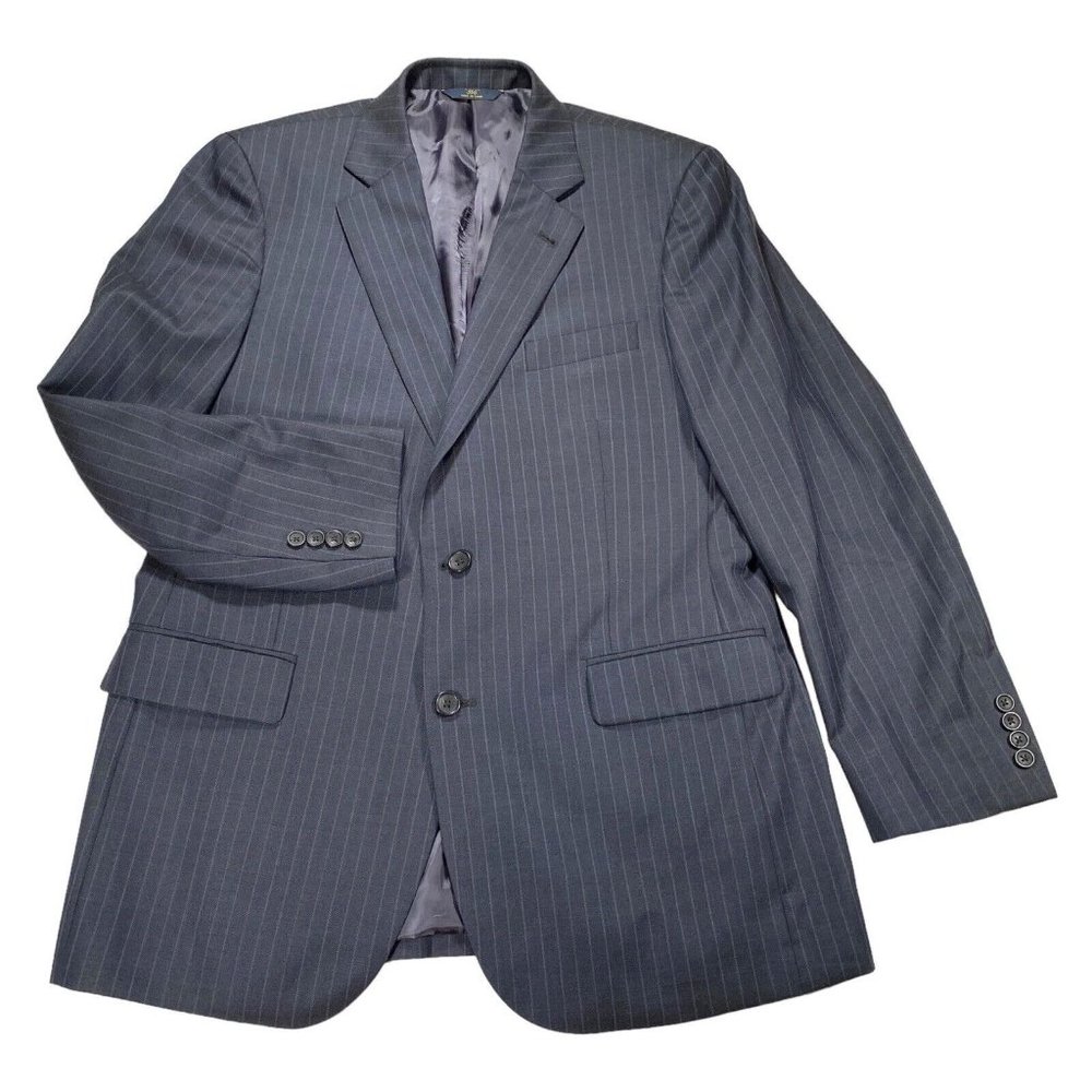Brooks Brothers 346 Blazer Jacket Mens 42L Wool Gray Striped Maddison Fit Career